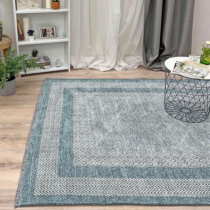 Alfa Rich 7x10 Light Blue Washable Area Rugs by AlfaRichRugs