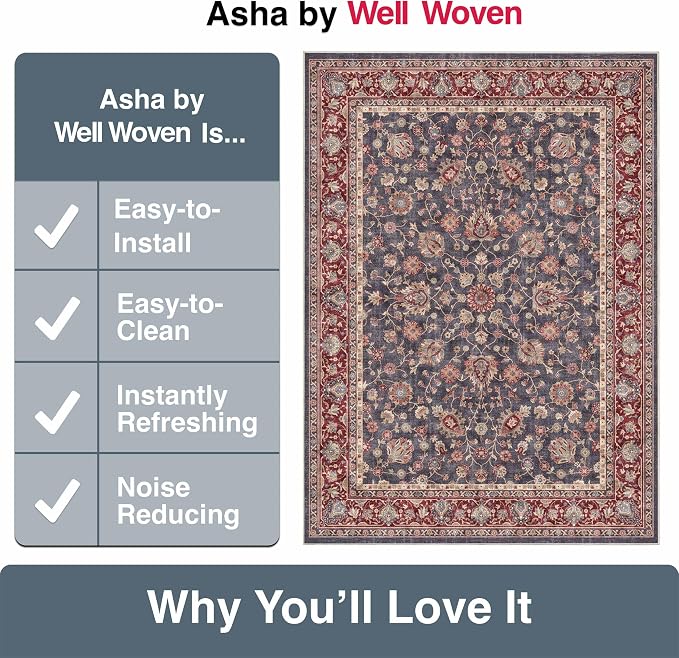 Well Woven Asha Rome Navy Blue Red 7'7" x 9'10" Area Rug - Image 7
