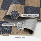 Lahome Checkered Easy Jute Indoor Outdoor Carpet, 3x5 Washable Rugs - Image 4