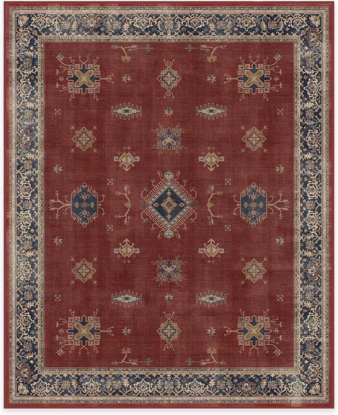RUGGABLE Washable Vintage Area Rug – Verena Amber Red 8x10, Stain-Resistant - Image 3