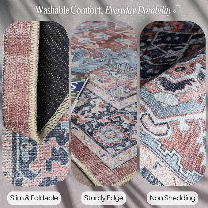 Fame Rugs Turkish Rug. Washable Vintage Oriental Antique Inspired Traditional - Image 3