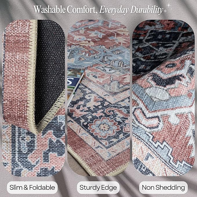 Fame Rugs Turkish Rug. Washable Vintage Oriental Antique Inspired Traditional - Image 3