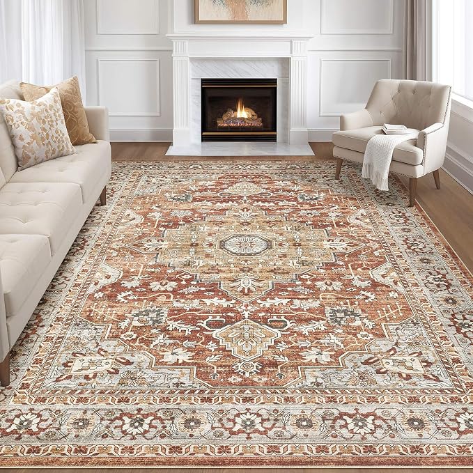 9x12 Area Rug Living Room: Machine Washable Boho Large Vintage Soft Rugs Stain by LOONGRUG