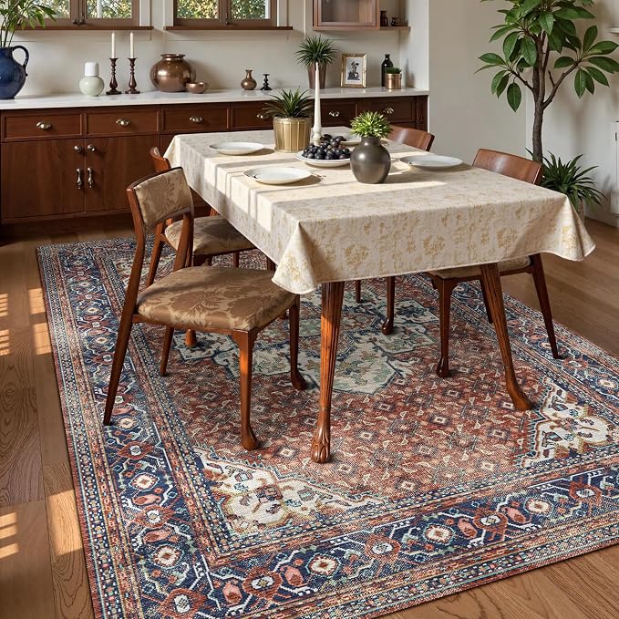 Washable Area Rug 5' x 7' Vintage Traditional Persian Mat - Image 3