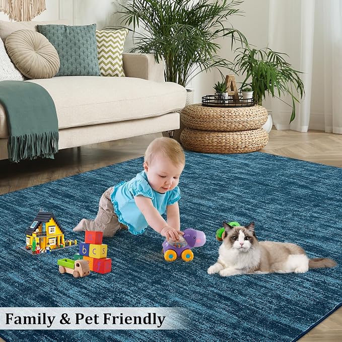 RUGSREAL 5x7 Living Room Area Rugs Modern Solid Color Area Rug Non-Slip Floor - Image 5