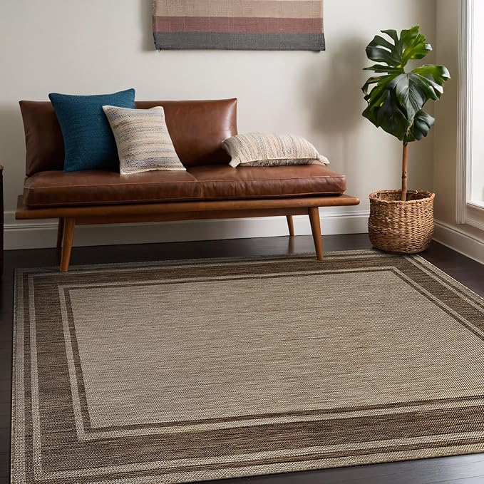 Beverly Rug Outdoor Rug 6x9 Modern Bordered Area Rugs - Image 4