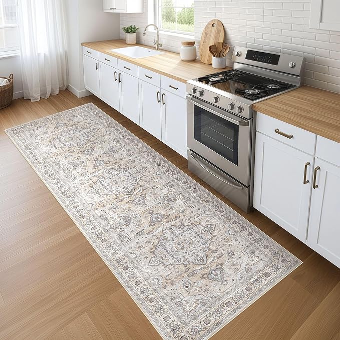 Runner Rug Kitchen Washable Rugs: 3x10 Non-Slip Boho Soft Vintage Stain by LOONGRUG