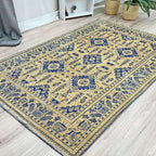 Alfa Rich 5x8 Gold Navy Blue Washable Area Rugs by AlfaRichRugs