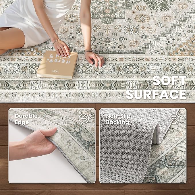 zesthome 8x10 Area Rugs for Living Room, Non-Slip Backing Washable Rugs - Image 6