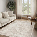 FMFUNCTEX 4x5 Washable Area Rug Neutral Vintage Beige Non Slip Low Pile by Fmfunctex