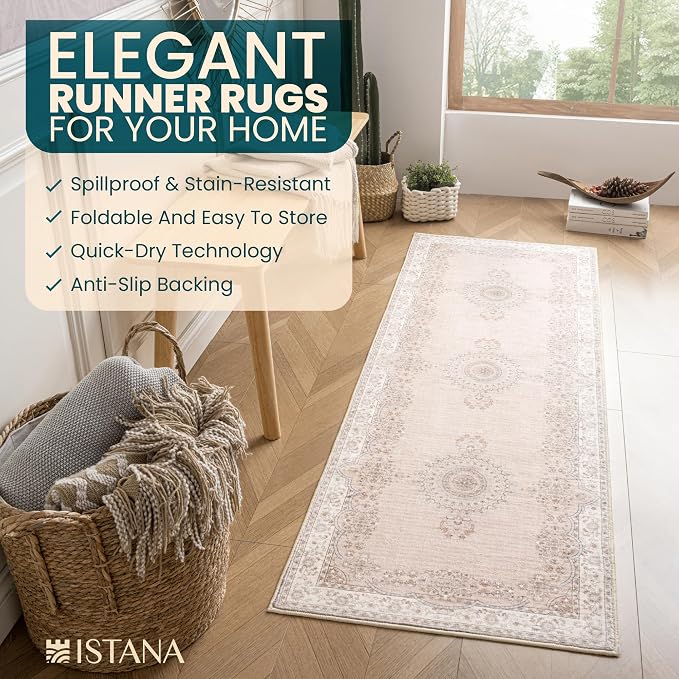 Istana Hallway Runner Rug 2x8 – Beige Entryway Rug -Silk's Soft Touch Runners - Image 5