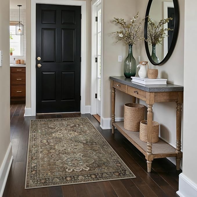 Bavni 3x5 Area Rug for Living Room Bedroom, Washable Boho Print Vintage - Image 3