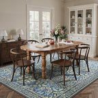 Bavni Floral Dark Blue Area Rugs 6x9, Vintage Boho Carpet Machine Washable - Image 4