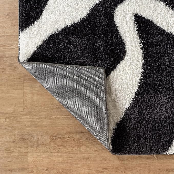 Rugshop Abstract Wavy Shag Runner Rug Anthracite Dark Gray 2' 3" x 8' Perfect - Image 5