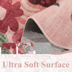 DUKINO 2x5 Washable Runner Rugs, Non Slip Floral Print Entryway Rug - Image 7