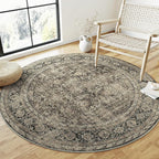 Brown Round Area Rug 6ft Washable 6x6 Circle Vintage Low Pile Indoor Large - Image 3