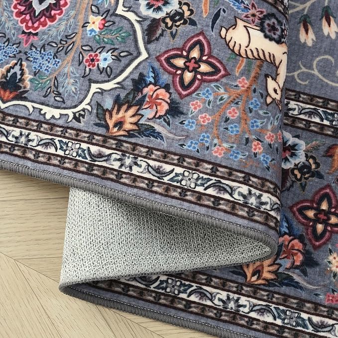 Rugcomf Indoor Door Mat 2x3 Rug Vibrant Tree of Life-Patterned Vintage Machine - Image 5