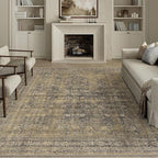 5x7 Brown Black Area Rug for Living Room Washable Vintage Distressed Carpet by PureCozy