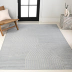 JONATHAN Y Hallie High-Low Curve Light Blue/Cream 8x10 Indoor/Outdoor Area Rug - Image 3