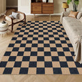 Lahome Checkered Easy Jute Carpet, Washable Area Rug 6x9 Neutral Outdoor Patio by Lahome