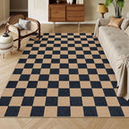 Lahome Checkered Easy Jute Carpet, Washable Area Rug 6x9 Neutral Outdoor Patio by Lahome