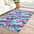 Colorful Wave Rug, 5x7 Rug, Abstract Watercolor Rugs by Unknown