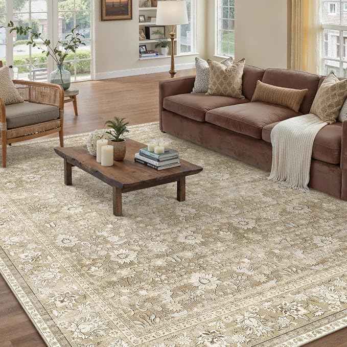 HUGEAR 5x7 Machine Washable Rugs Beige Hallway Area Rug Indoor Accent Rug by HUGEAR