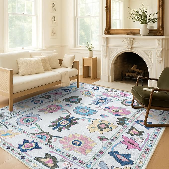 Fame Living Colorful Oushak Rug, Modern Rugs, Small Throw, Accent Area Rug - Image 8