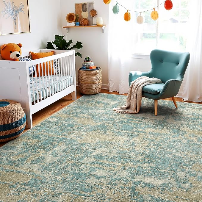 WITSHOCK Living Room Area Rugs 10x12：Modern Abstract Machine Washable Large Rug - Image 4