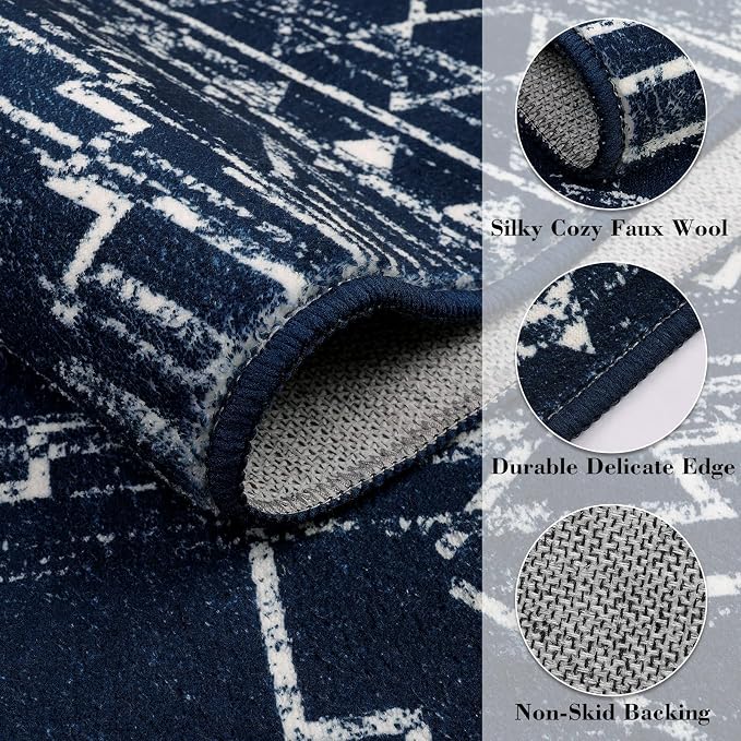 Wonnitar Moroccan Washable Area Rug 4x6, Non-Slip Boho Bedroom Throw Mat - Image 2