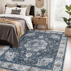 Area Rug 5x7 Washable Rug, Vintage Boho Medallion Rugs Non-Slip Soft Low Pile - Image 2