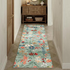 Floral Runner Rug 2x6 Washable Hallway Long Green Bedroom Carpet Non Slip - Image 9