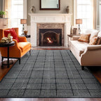 Rugshop Bohemian Stripe Lines Washable Non Slip Area Rug 8' x 10' Black - Image 9