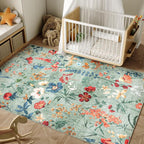 Green Area Rug 4x6 Office Floral Indoor Door Mat Washable Boho Kitchen Living - Image 6