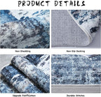 Rugcomf 3x5 Area Rug Blue Soft Abstract Boho Vintage Pattern Non-Slip - Image 6
