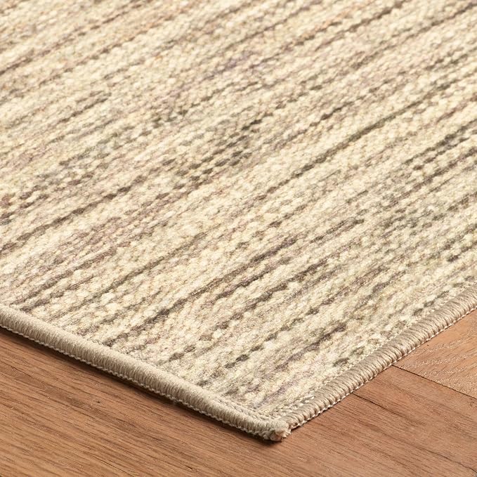 Dash & Albert Clay Natural Machine Washable Rug, 4 X 6 Feet, Natural Stripe - Image 3