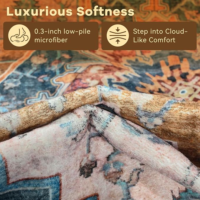 YJ.GWL Area Rugs for Living Room 6x9 Machine Washable Rugs, Non Slip Floral - Image 5