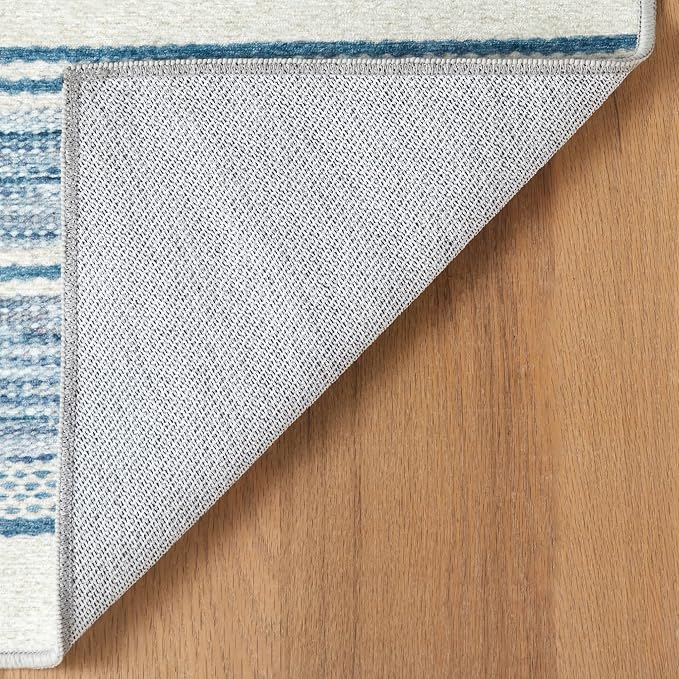 Dash & Albert Ellington Stripe Blue Machine Washable Rug, 6 X 9 Feet - Image 4
