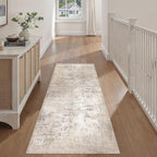 2'6x8 Washable Runner Rug Beige Grey Abstract Hallway Kitchen Throw Rug Neutral - Image 5