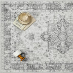 Gray 8x10 Area Rug Washable Vintage Living Room Carpet Non Slip Retro - Image 5