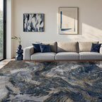 Modern Washable Rug for Living Room: Abstract 9x12 Area Rugs for Bedroom Low - Image 3
