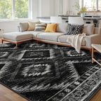 Area Rug 10x12 Rug Machine Washable Non-Slip Low Pile Print Pattern Western Rug - Image 2