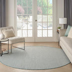 Nourison Home Courtyard Ivory Aqua 8' x Round Area Rug - Image 3