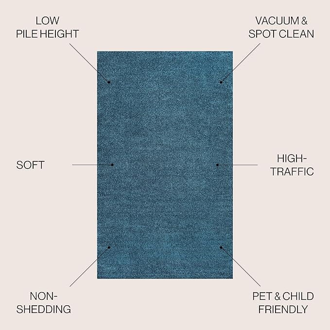 JONATHAN Y Haze Solid Low-Pile Turquoise Indoor Area Rug 8x10, Minimalist - Image 2
