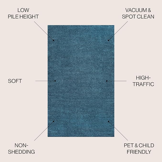 JONATHAN Y Haze Solid Low-Pile Turquoise 4x6 Oval Indoor Area Rug, Minimalist - Image 2