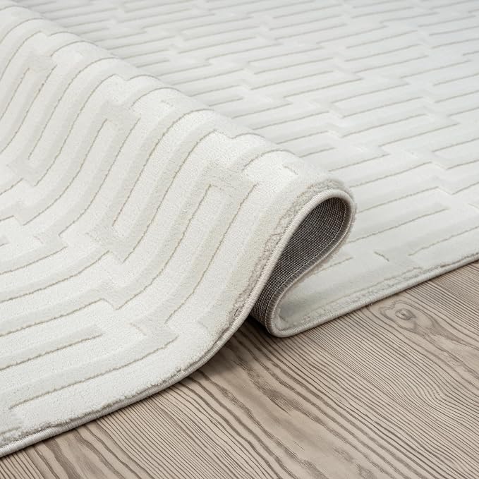 Abani Cream Area Rug for Living Room, Bedroom -Geometric Pattern - Image 5