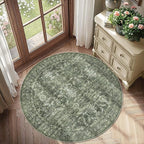 4ft Round Washable Area Rugs for Living Room, Vintage Boho Large Rug for - Image 4