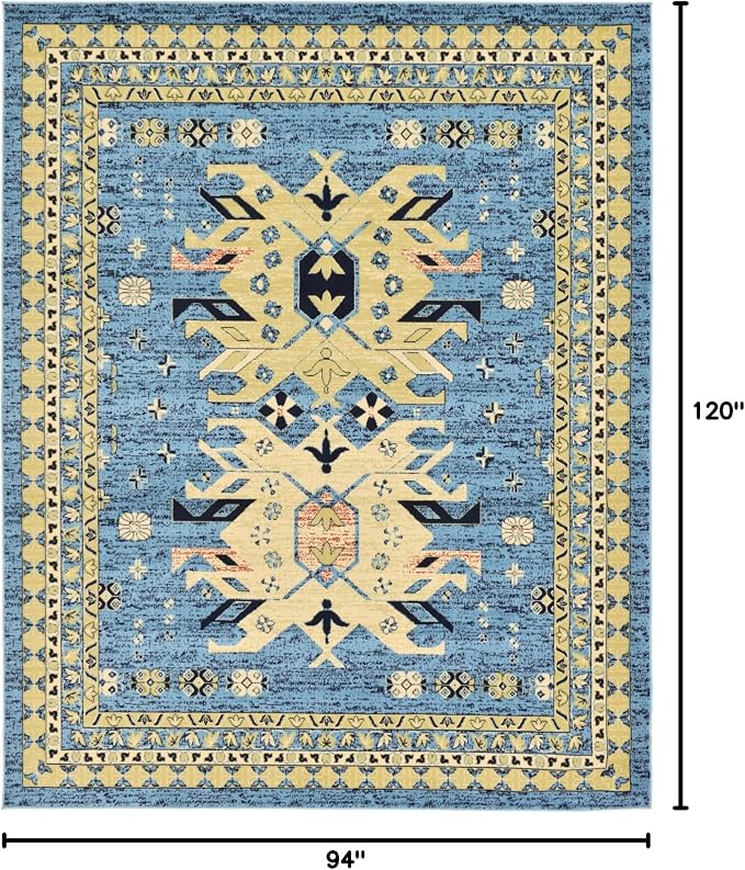 Unique Loom Taftan Collection Border Geometric Tribal Inspired Design Area Rug - Image 2