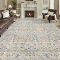 Washable Living Room Rug: 9x12 Boho Floral Soft Area Rug by Ruicharm