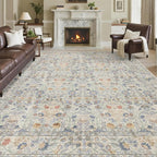 Washable Living Room Rug: 9x12 Boho Floral Soft Area Rug by Ruicharm
